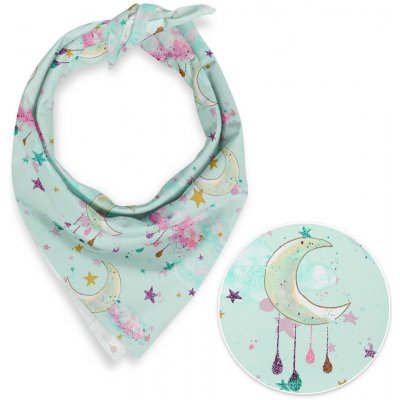 Biante Dětský bavlněný šátek Sandra SA-522 Měsíční obloha na mintovém – Hledejceny.cz