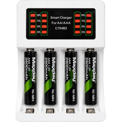 Verk 02050 Nabíječka USB‑C pro AA/AAA baterie, LED + 4x baterie AAA – Zbozi.Blesk.cz