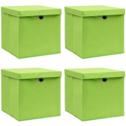 Petrashop Úložné boxy s víky 4 ks zelené 32 x 32 x 32 cm textil