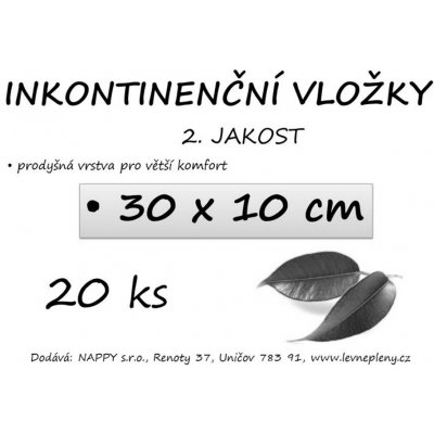 Nappy inkontinence Inkontinenční vložky 30x10 cm 2. jakost 20 ks – Hledejceny.cz