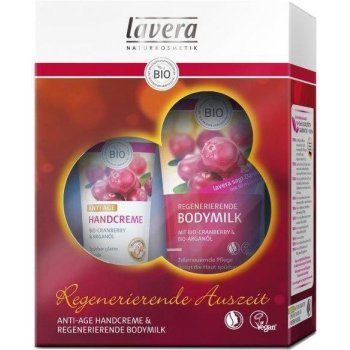 Lavera Bio brusinka Regenerující tělové mléko 200 ml + krém na ruce 75 ml dárková sada
