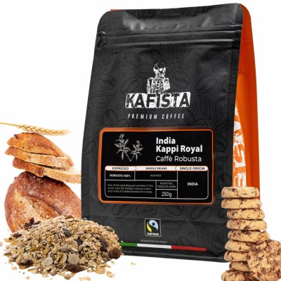 Kafista India Kappi Royal 100% Robusta Single Origin Káva v Itálii ideální na espresso 250 g – Hledejceny.cz