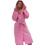 Dámský růžový župan ze silné piké bavlny s kapucí 1G0709 růžová – Zboží Dáma