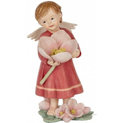 Dekorace andílek s květinou - 7*6*12 cm - Clayre & Eef – Hledejceny.cz