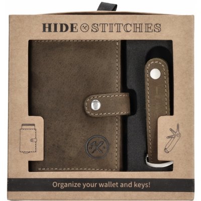 Dárková sada pro muže kožená peněženka a Hide & Stitches Idaho olivová