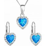 Evolution Group srdíčková souprava šperků s krystaly Preciosa 39161.1 & blue s.opal náušnice řetízek přívěsek – Hledejceny.cz