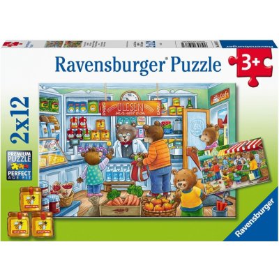 Ravensburger Medvídci na nákupech 2 x 12 dílků – Zboží Mobilmania