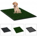 vidaXL Toaleta pro psy 2 ks s nádobou a umělou trávou zelené 76 x 51 x 3 cm