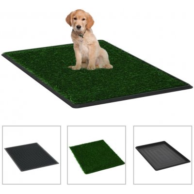 vidaXL Toaleta pro psy 2 ks s nádobou a umělou trávou zelené 76 x 51 x 3 cm – Hledejceny.cz