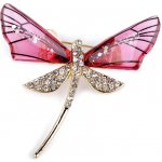 Stoklasa brož s broušenými kamínky vážka, motýl 1 růžová vážka – Zboží Dáma
