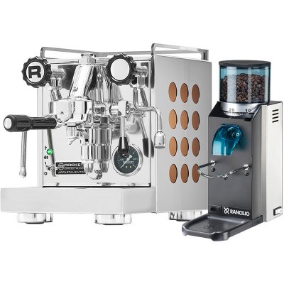 Set Rocket Espresso Appartamento Copper + Rancilio Rocky Doserless – Sleviste.cz