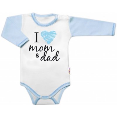 Body dlouhý rukáv Baby Nellys I love mom &amp; dad kluk Baby Nellys bílá modrá – Sleviste.cz