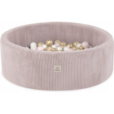 Suchý bazén s míčky 90x30 cm pro děti, světle růžový manšestr, 200 míčků MISIOO – Zboží Dáma