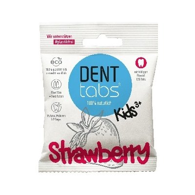 DENTTABS přírodní v tabletách s fluoridem jahoda 125 ks 40 g – Hledejceny.cz