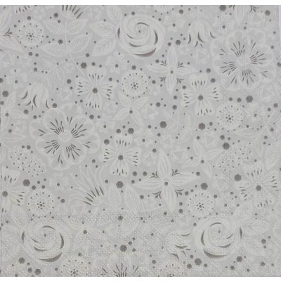 Ubrousek 33x33cm Šedé květy – Zboží Dáma