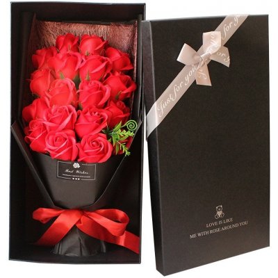 Medvídárek rudý puget z mýdlových růží v dárkovém boxu – Zboží Dáma