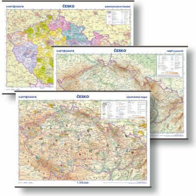 Kartografie PRAHA, a. s. Česko – sada školních nástěnných map – velká – Hledejceny.cz