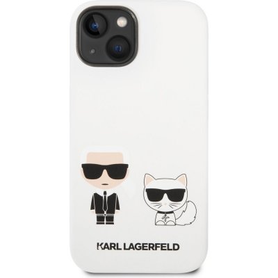 Pouzdro Karl Lagerfeld and Choupette Liquid Silicone iPhone 14 bílé