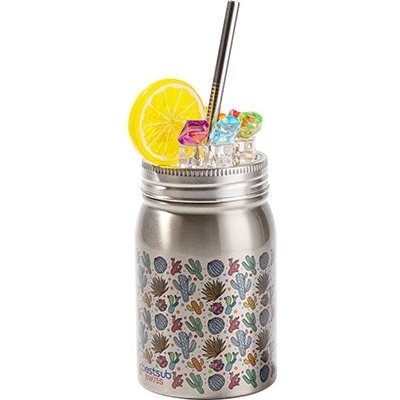 Mason Jar s brčkem stříbrný a ozdobným víčkem Led a citron sublimace termotransfer 500 ml – Zboží Mobilmania