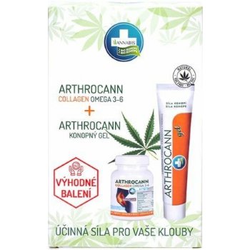 Annabis Arthrocann Collagen Omega 3-6 Forte 60 tablet + Arthrocann gel z konopí s koloidním stříbrem na klouby svaly šlachy 75 ml