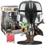 Funko Pop! Star Wars The Mandalorian Mandalorian with Baby Yoda 25 cm Super Sized – Zboží Mobilmania