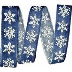 Vánoční stuha skládaná SNĚHOVÁ VLOČKA modrá 25mm x 2m (9,- Kč/m) – Zboží Dáma