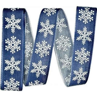 Vánoční stuha skládaná SNĚHOVÁ VLOČKA modrá 25mm x 2m (9,- Kč/m) – Zboží Dáma