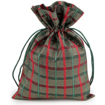 Prima-obchod Vánoční dárkový pytlík káro s lurexem 13x18 cm barva 2 zlatá – Hledejceny.cz