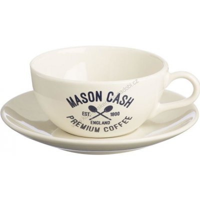 MASON CASH šálek s podšálkem na Cappuccino 0 35l VARSITY krémová 2 x 350 ml – Zboží Mobilmania