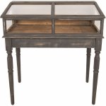 Clayre & Eef Katy Černo šedá dřevěná skleněná 80 x 46 x 85 cm – Zboží Dáma