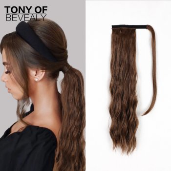 Hedvábný clip in WRAP AROUND PONYTAIL - přírodní světle hnědá