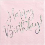 PartyDeco papírové ubrousky Happy Birthday růžové 33x33cm 20ks – Hledejceny.cz