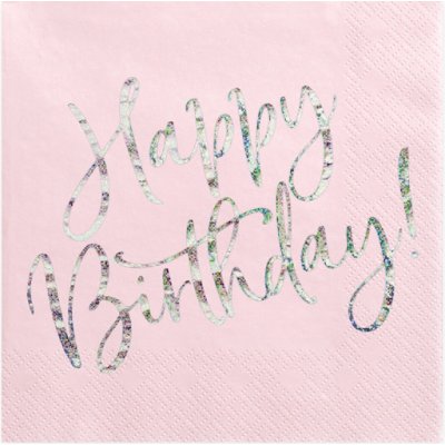 PartyDeco papírové ubrousky Happy Birthday růžové 33x33cm 20ks – Hledejceny.cz