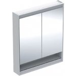 Geberit ONE - Zrcadlová skříňka s LED osvětlením, 750x900x150 mm, 2 dvířka, s nikou, hliník 505.832.00.1