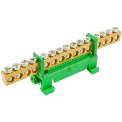 Můstek PE 15 (svorkovnice 15x16mm2), nekrytý IP00, zelený, 63A, na DIN 1000010 eleman – Hledejceny.cz