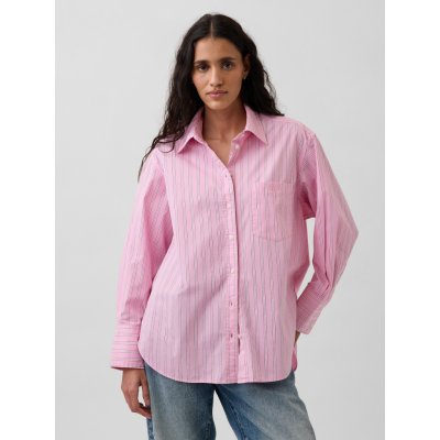 GAP Oversize popelínová košile s logem Big Shirt Růžová – Hledejceny.cz