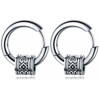 Impress Jewelry ocelové náušnice kruhy s válečkem Etno stříbrné GE557 – Zboží Mobilmania
