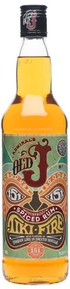 Admiral Vernon's Old J Spiced Rum Tiki Fire 75,5% 0,7 l (holá láhev)