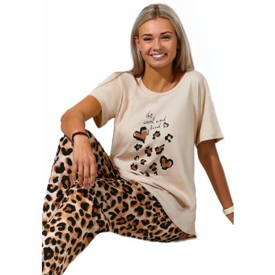 1B1808 tygří zamilované pyžamo pro plnoštíhlé ženy hnědé – Zboží Mobilmania