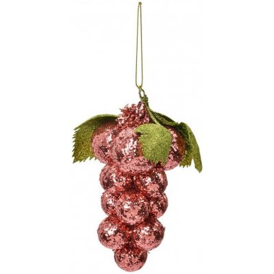 Clayre & Eef Růžová třpytivá vánoční ozdoba vinný hrozen - 8*8*14 cm - Clayre & Eef – Hledejceny.cz