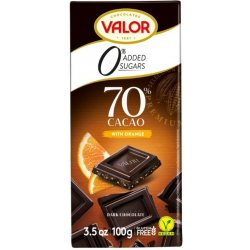 VALOR Čokoláda 70 % s kousky pomeranče bez přídavku cukru 100 g