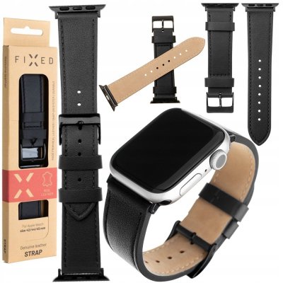 FIXED Leather Strap na Apple Watch 42/44/45 mm FIXLST-434-BK – Zboží Mobilmania