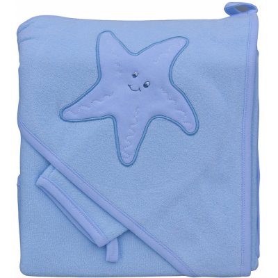 Scarlett Froté ručník hvězda s kapucí modrý