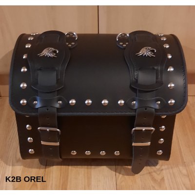 Kožený moto kufr K2 Eagle, 26L - nýty a třásně / bez boční kapsičky