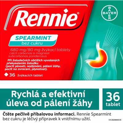 RENNIE SPEARMINT BEZ CUKRU POR 680MG/80MG TBL MND 36 – Hledejceny.cz