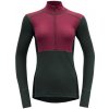 Dámské sportovní tričko Devold dámský rolák se zipem Lauparen merino 190 Zip Neck Beetroot/Woods/Ink