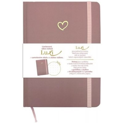 Notes Luxi tečky A5 lamino starorůžová – Zboží Mobilmania