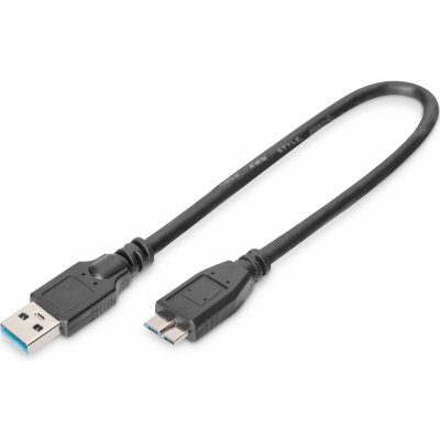 Digitus AK-300117-003-S USB 3.0 kabel, USB A - Micro USB B, M / M, 0,25 m,UL, bl – Sleviste.cz