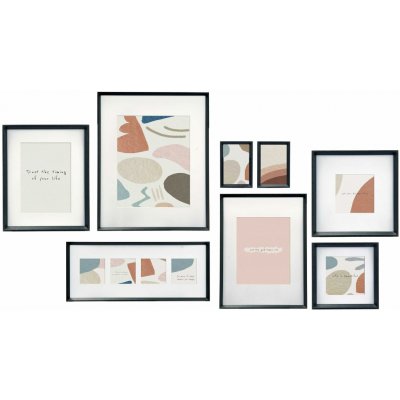 Giftdecor Nástěnné fotorámečky Mural, 8 rámečků různých velikostí, černé – Sleviste.cz