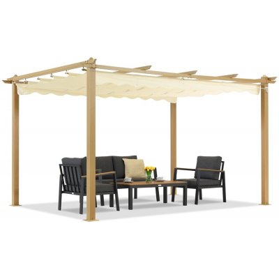 Garden Point terasová pergola 3x4 m Barbados woodlike-béžová – Sleviste.cz